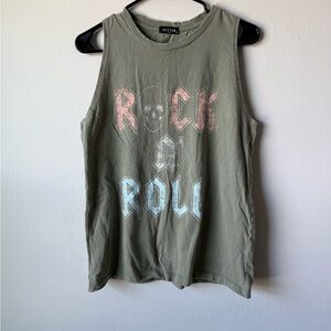 Zutter Olive Rock & Roll Graphic Tank Top